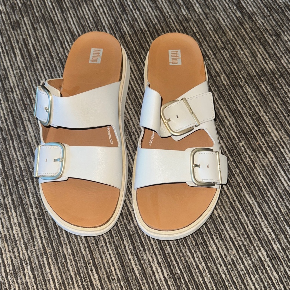 Fitflop Gen FF Double Buckle Sandals White leather Size 9 - Picture 3 of 8